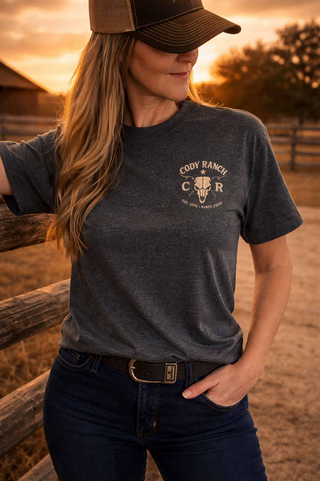 Women’s Cowgirl T-Shirt – Stars & Stripes Flag Western Graphic Tee | Cody Ranch