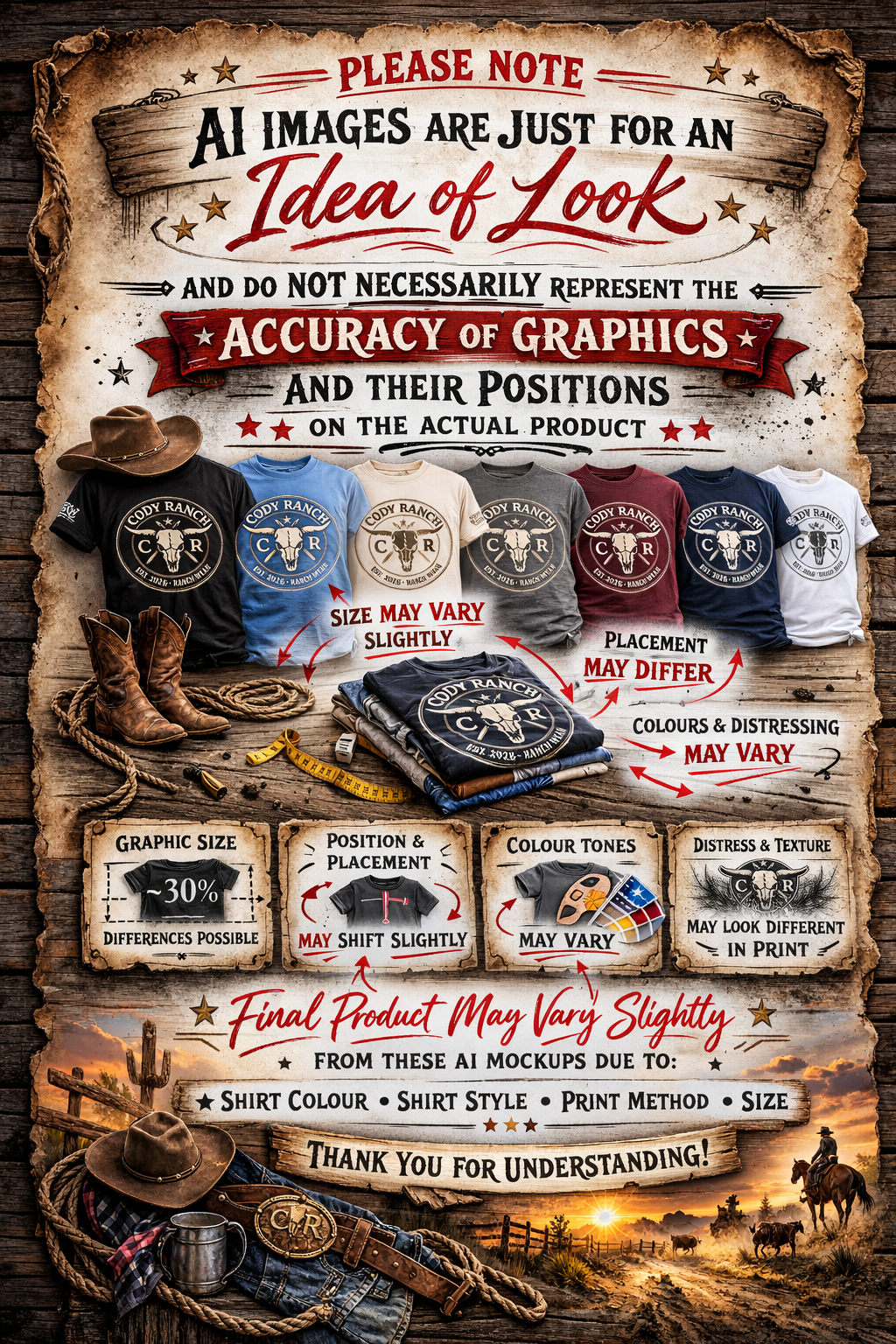 Cody Ranch Signature Cowboy Graphic T-Shirt | Premium 180gsm Cotton | Built Cowboy Tough