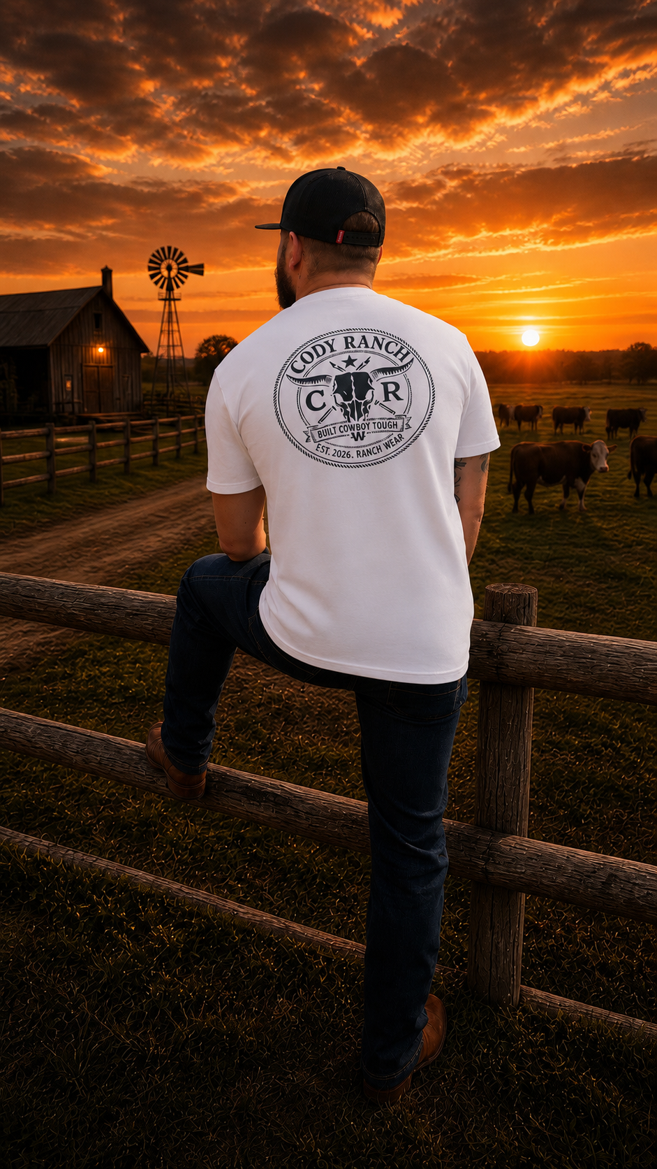 Cody Ranch Signature Cowboy Graphic T-Shirt | Premium 180gsm Cotton | Built Cowboy Tough