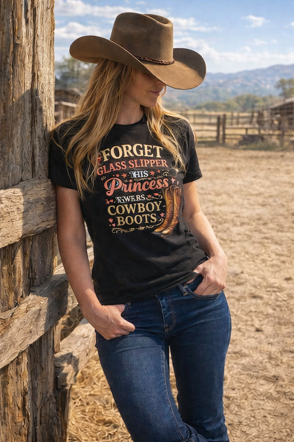 Women’s Cowgirl T-Shirt | “Forget Glass Slippers” Boots Western Graphic Tee | Cody Ranch Wear