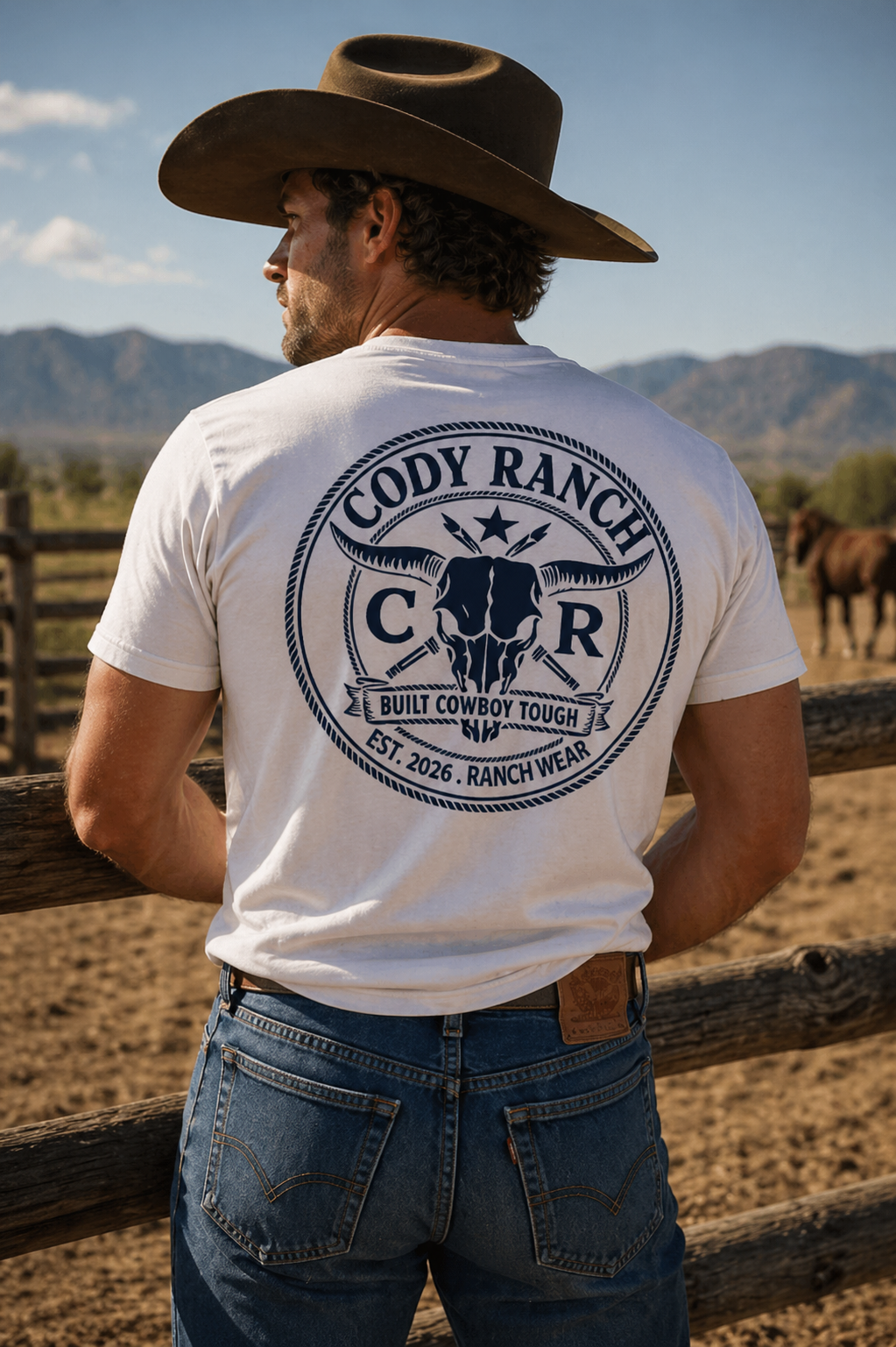 Cody Ranch Signature Cowboy Graphic T-Shirt | Premium 180gsm Cotton | Built Cowboy Tough